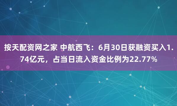 按天配资网之家 中航西飞：6月30日获融资买入1.74亿元，占当日流入资金比例为22.77%